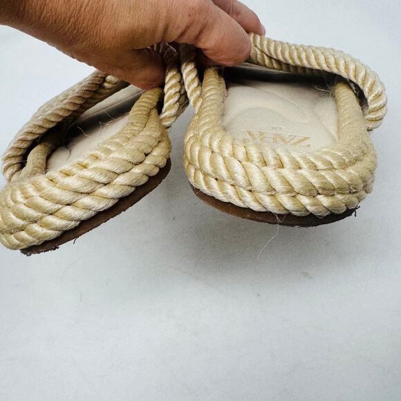 Zara Beige Rope Slide Sandals Size 38 Coastal Boho Minimalist Beach Vacation - Picture 5 of 12